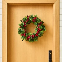 Faux Berry Boxwood Wreath | West Elm