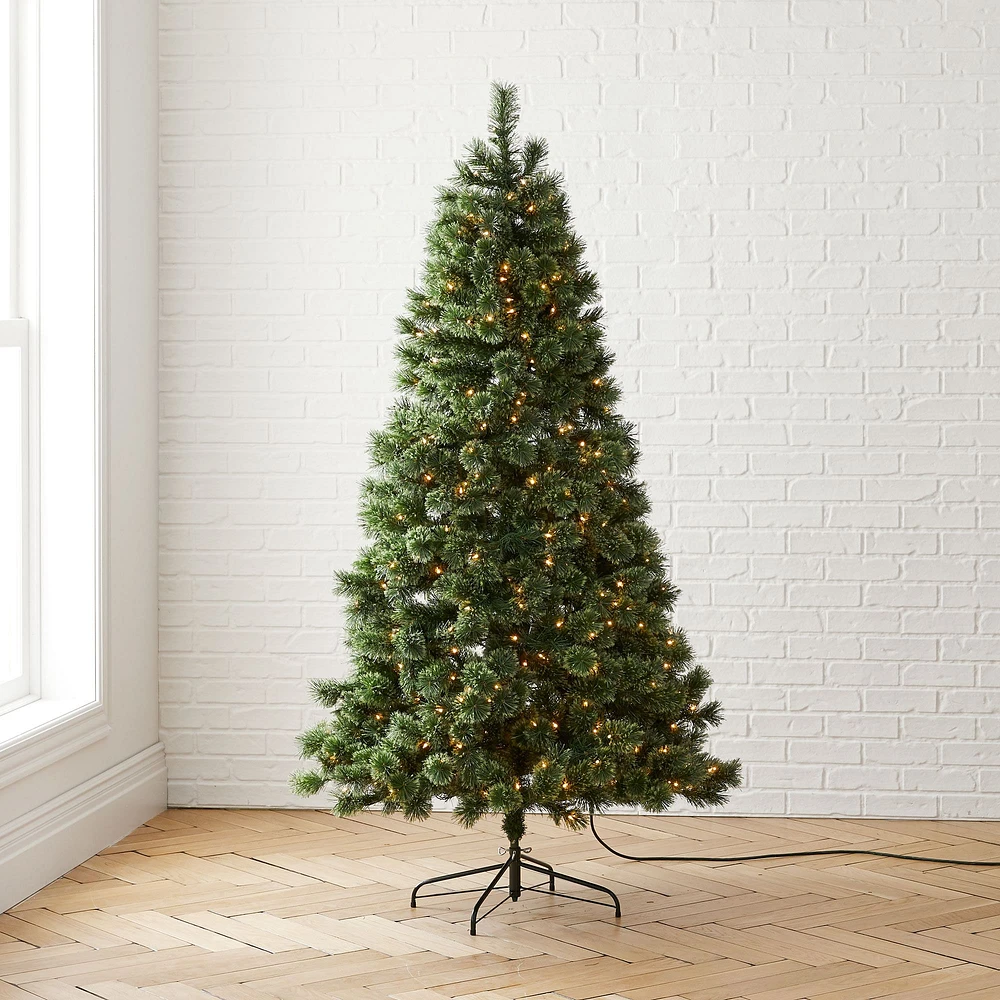 Pre-Lit Faux Cashmere Pine Christmas Tree - 7.5' | West Elm