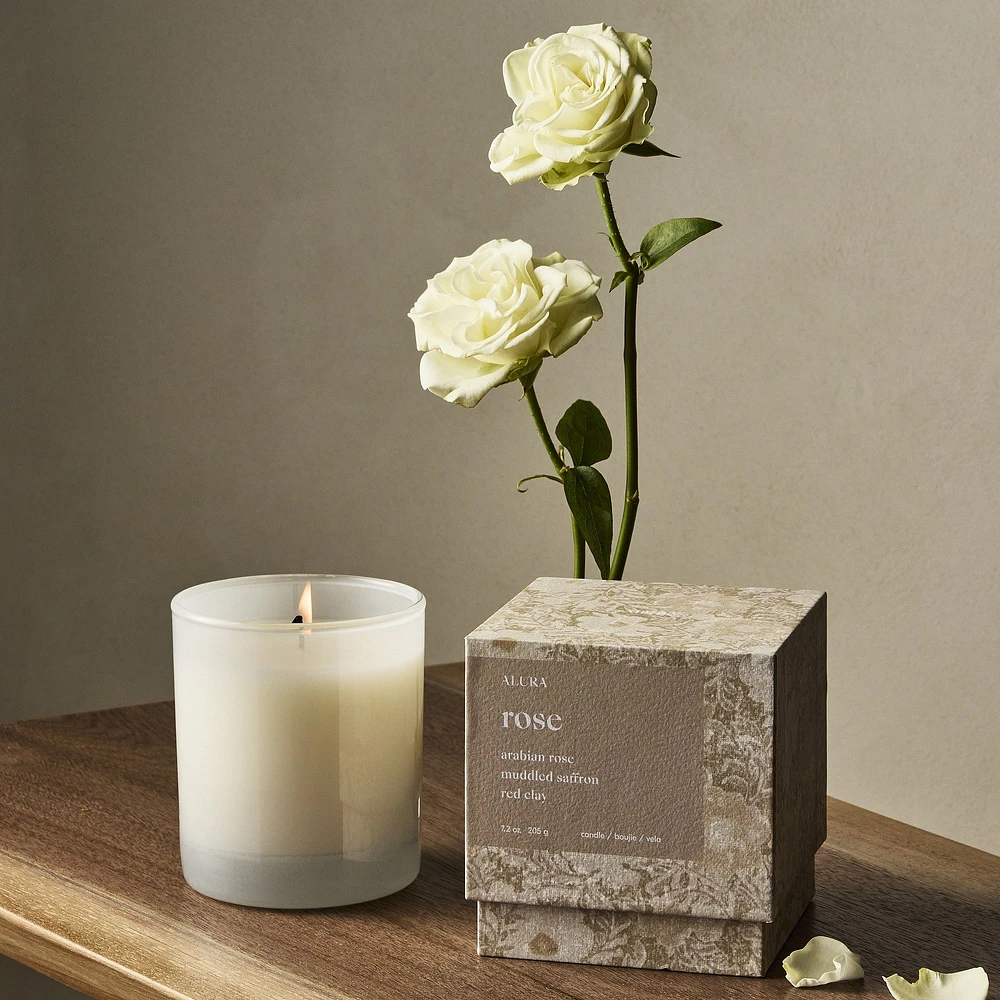 Alura Boxed Glass Candle - Rose | West Elm