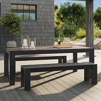 Telluride Aluminum Outdoor Expandable Dining Table (65"–80") & Dining Benches Set | West Elm