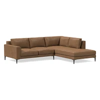 Harper Leather 2-Piece Bumper Chaise Sectional (106"–116") | West Elm