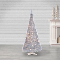 Pre-Lit Faux Pop-Up Silver Christmas Tree | West Elm