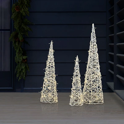 Silver Light-Up Cone Trees (Set of 3) | West Elm