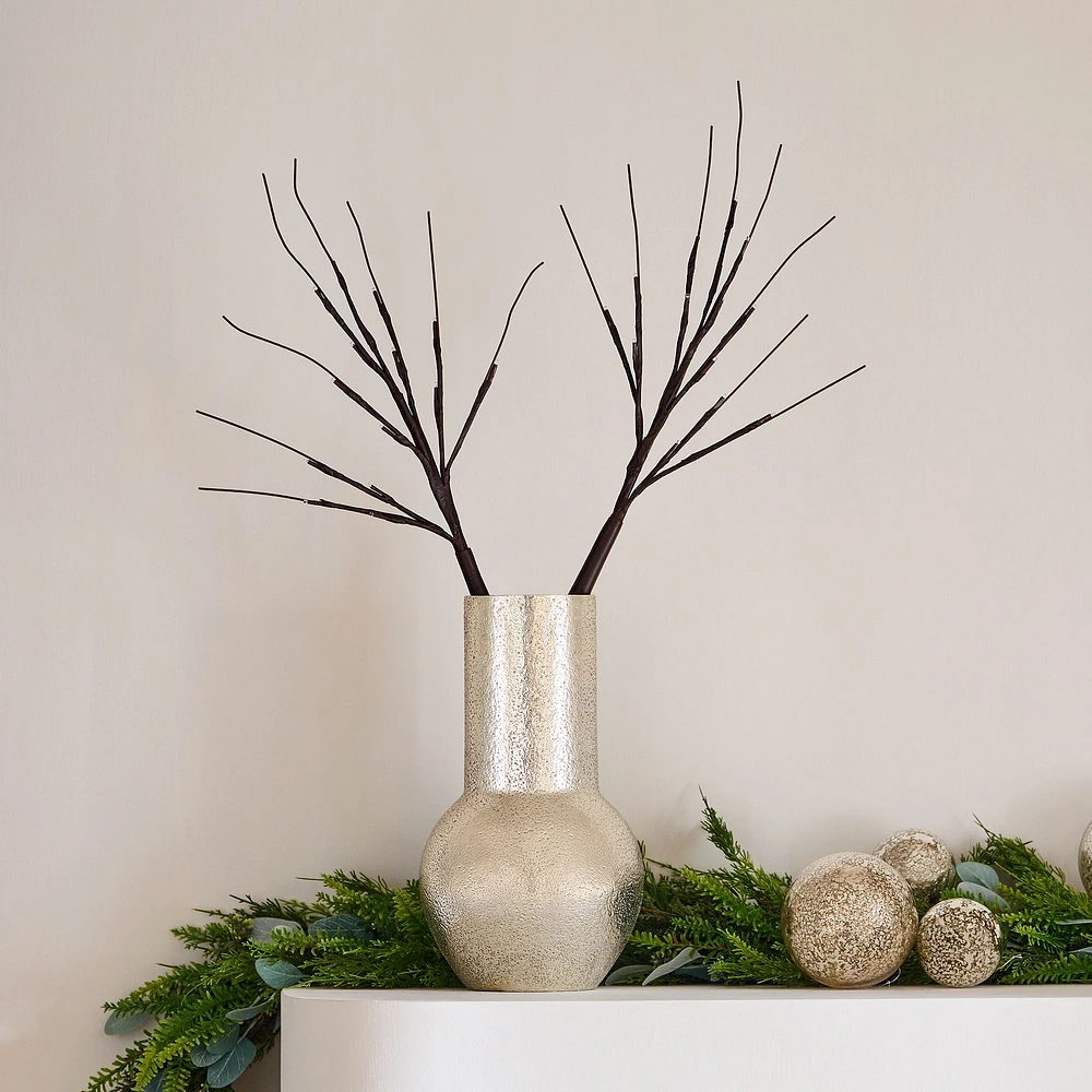 Brown Wrapped Light-Up Branches (Set of 2) | West Elm