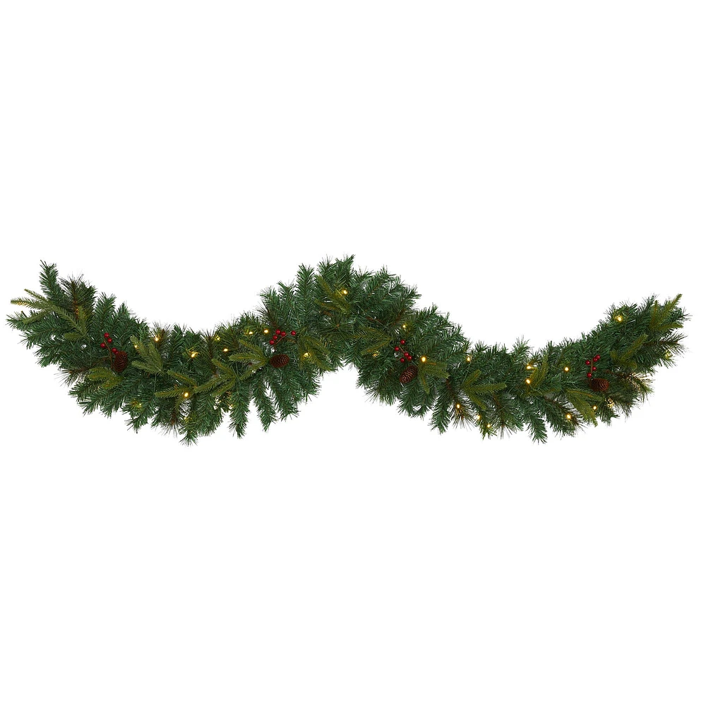 Pre-Lit Faux Mixed Pine Garland | West Elm