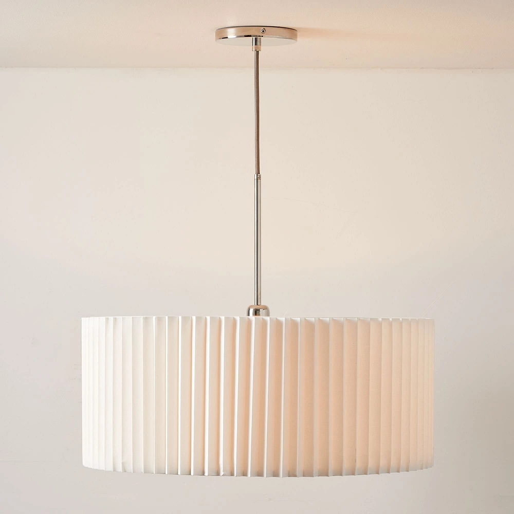 Short Drum Pendant Light - Natural Linen | West Elm