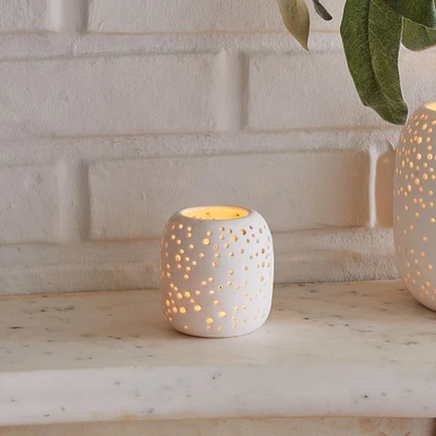 Pierced Porcelain Tealights - Constellation | West Elm