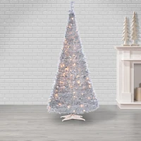 Pre-Lit Faux Pop-Up Silver Christmas Tree | West Elm