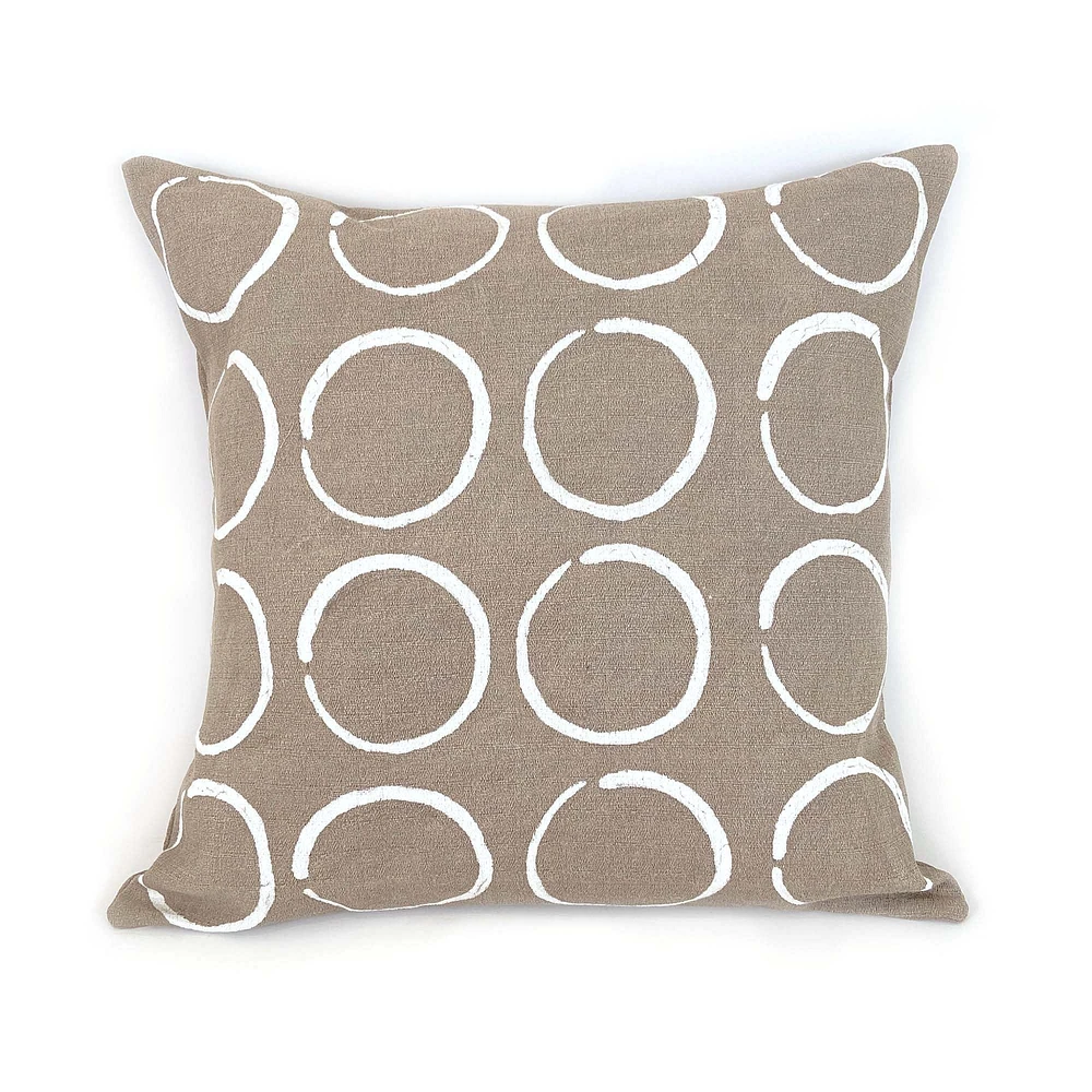 Sadza Batik Circles Pillow Cover - Taupe | West Elm