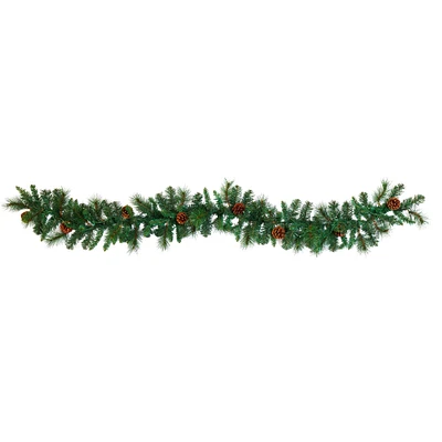 Pre-Lit Faux Mixed Pine Garland | West Elm