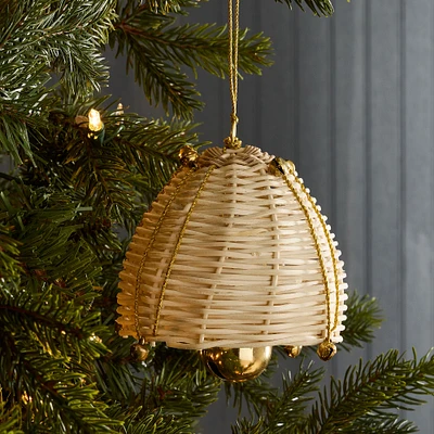 Rattan Bell Ornament | West Elm