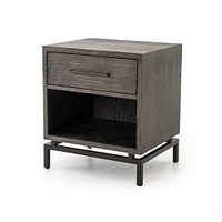 Washed Oak & Iron Nightstand (22.25") | West Elm