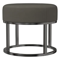 Box Frame Round Leather Ottoman | West Elm