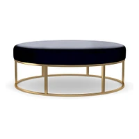 Box Frame Round Leather Ottoman | West Elm