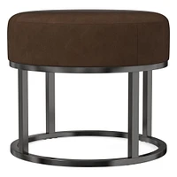 Box Frame Round Leather Ottoman | West Elm