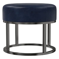 Box Frame Round Leather Ottoman | West Elm