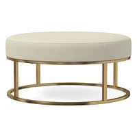 Box Frame Round Leather Ottoman | West Elm