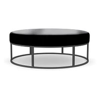 Box Frame Round Leather Ottoman | West Elm