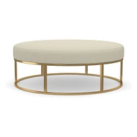 Box Frame Round Leather Ottoman | West Elm