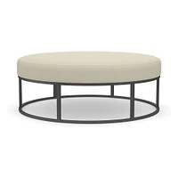 Box Frame Round Leather Ottoman | West Elm