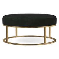 Box Frame Round Leather Ottoman | West Elm