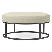 Box Frame Round Leather Ottoman | West Elm