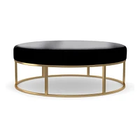 Box Frame Round Leather Ottoman | West Elm