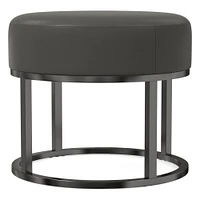 Box Frame Round Leather Ottoman | West Elm