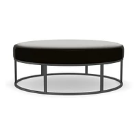 Box Frame Round Leather Ottoman | West Elm