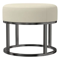 Box Frame Round Leather Ottoman | West Elm