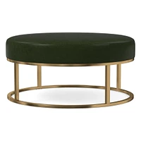 Box Frame Round Leather Ottoman | West Elm