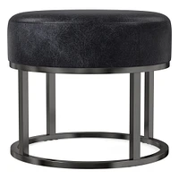 Box Frame Round Leather Ottoman | West Elm