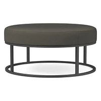 Box Frame Round Leather Ottoman | West Elm