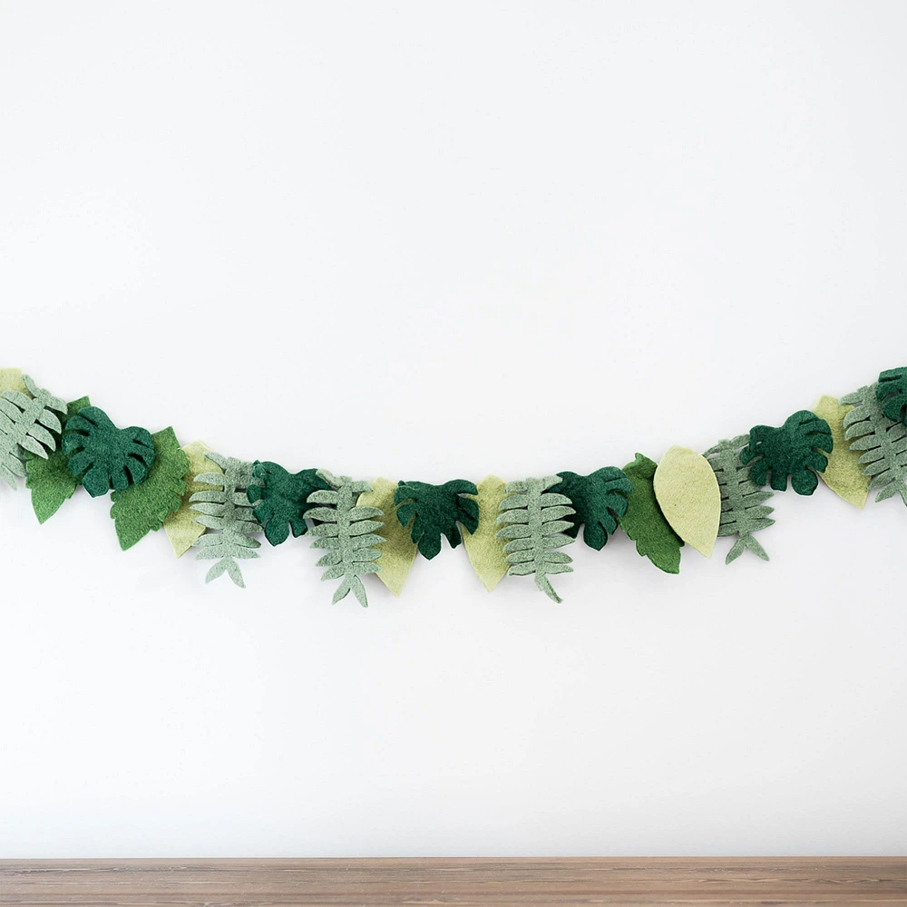 Nivas Collection Felted Leaves Garland | West Elm