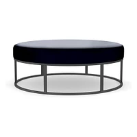 Box Frame Round Leather Ottoman | West Elm