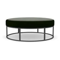 Box Frame Round Leather Ottoman | West Elm