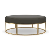 Box Frame Round Leather Ottoman | West Elm