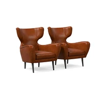 Lucia Leather Wing Chair - Metal Legs | West Elm