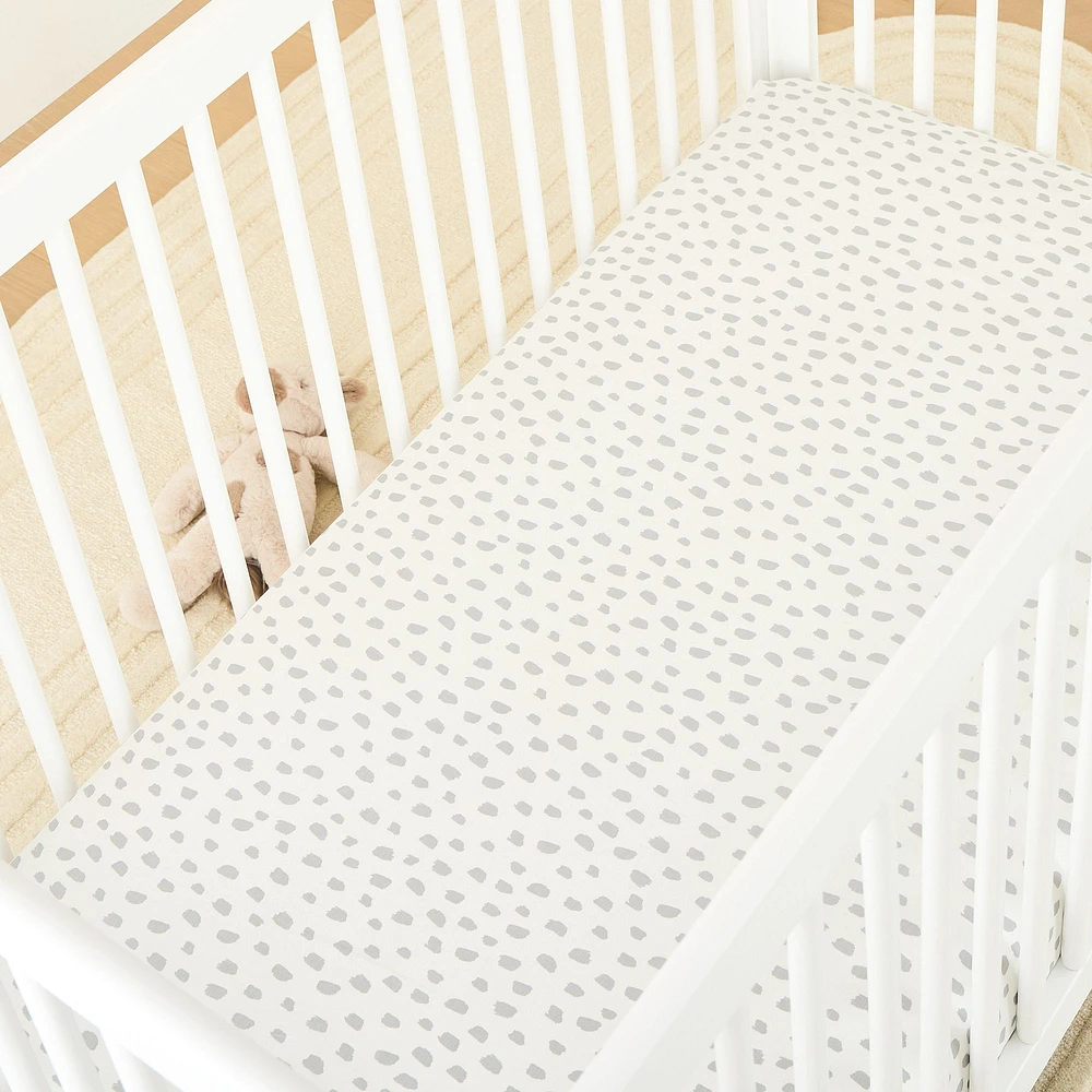 Brushstroke Dot Crib Fitted Sheet | West Elm