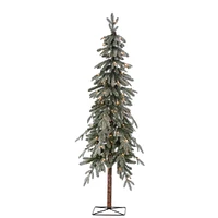 Pre-Lit Faux Natural Cut Flocked Alpine Tree | West Elm