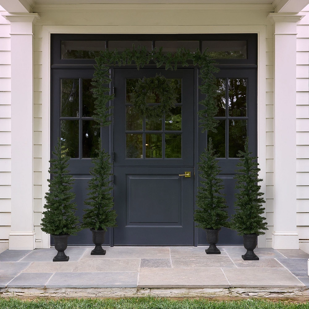 Pre-Lit Faux Norway Pine Porch Christmas Trees (Set of 4) | West Elm