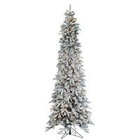 Pre-Lit Faux Narrow Flocked Pencil Pine Tree | West Elm