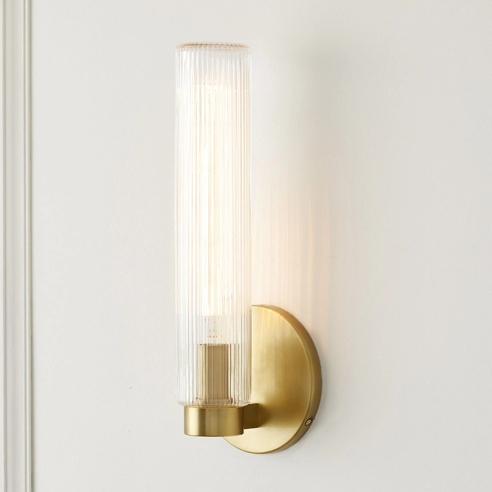 Fluted Glass Indoor/Outdoor Sconce (16") | West Elm