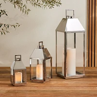 Modern Polished Nickel Metal Outdoor Lanterns | West Elm