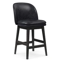 Wayne Leather Armless Swivel Bar & Counter Stools | West Elm