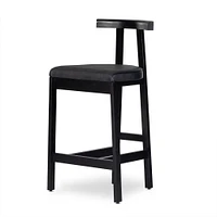 Wraparound Wood & Leather Stool | West Elm