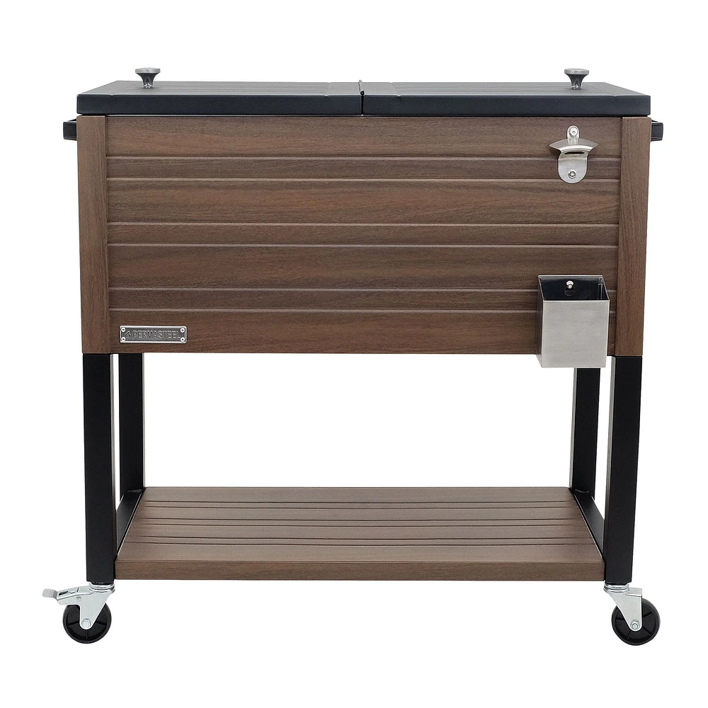 Permasteel 80 Qt. Wood Grain Rolling Patio Cooler | West Elm