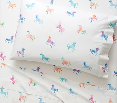 Organic Watercolor Unicorn Sheet Set | West Elm