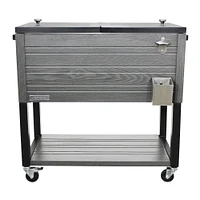 Permasteel 80 Qt. Wood Grain Rolling Patio Cooler | West Elm