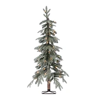 Pre-Lit Faux Natural Cut Flocked Alpine Tree | West Elm